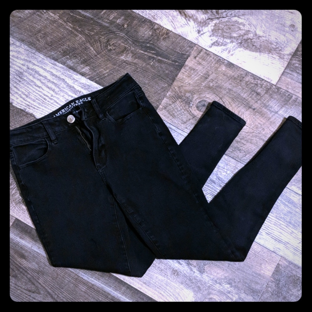 High waisted black jeggings